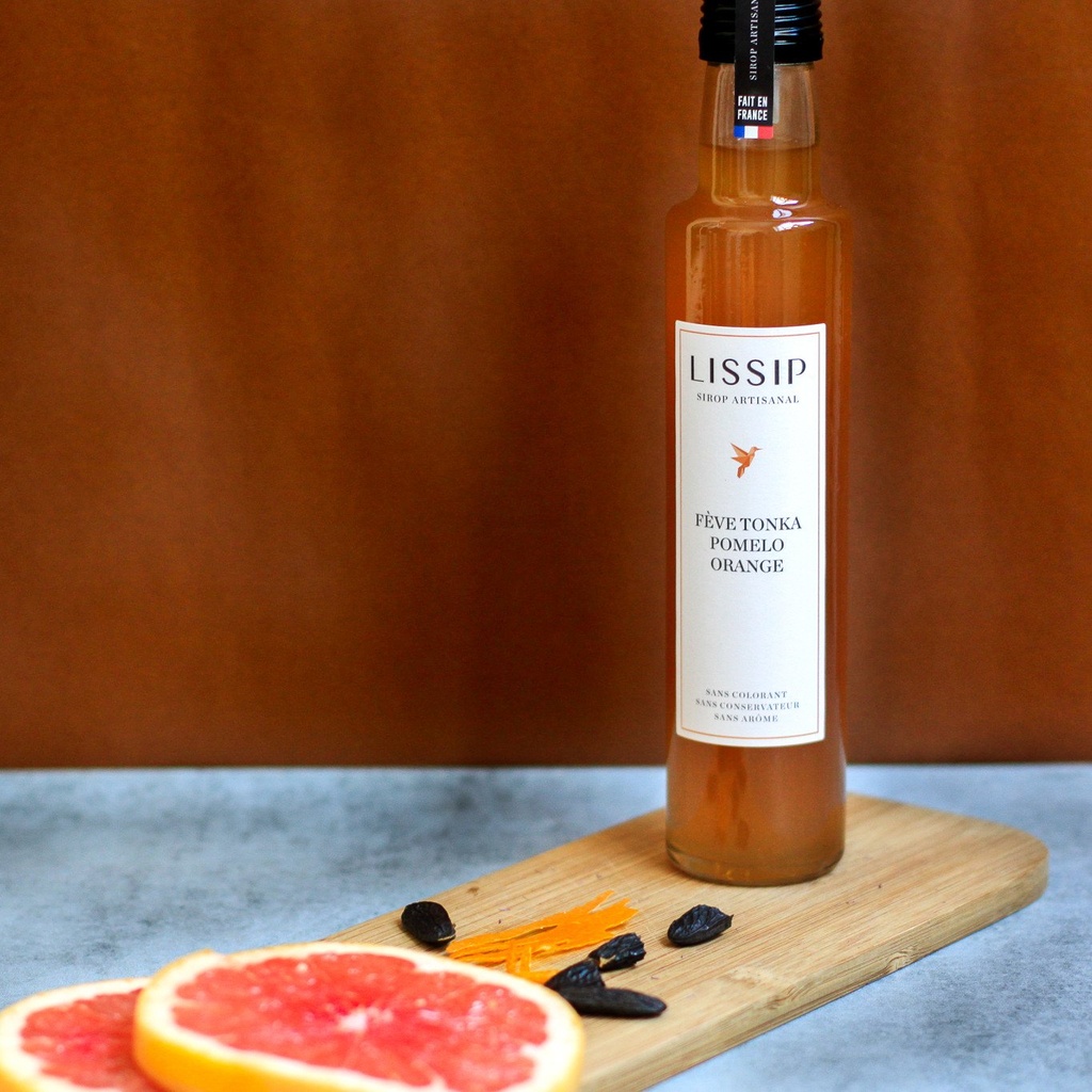 Sirop artisanal Fève Tonka, Pomelo, Orange - 25cl