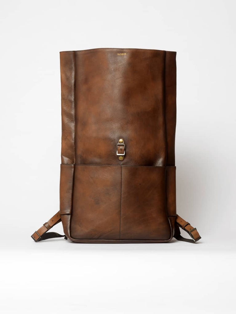 Sac à dos Rolltop en cuir marron