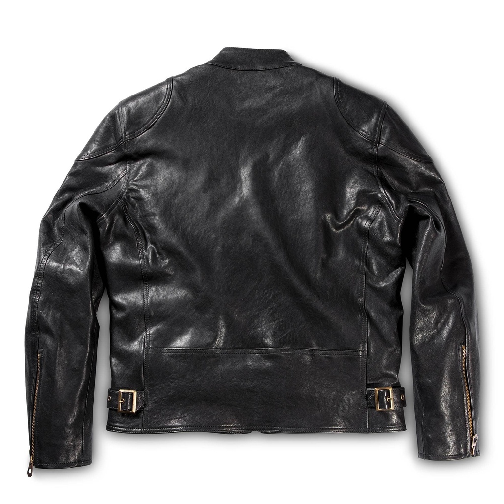 Veste en Cuir Noir &quot;Café Racer&quot;