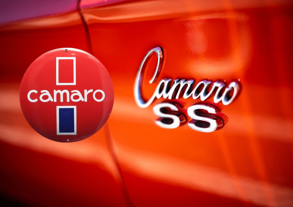 Plaque émaillée Camaro 50cm diam