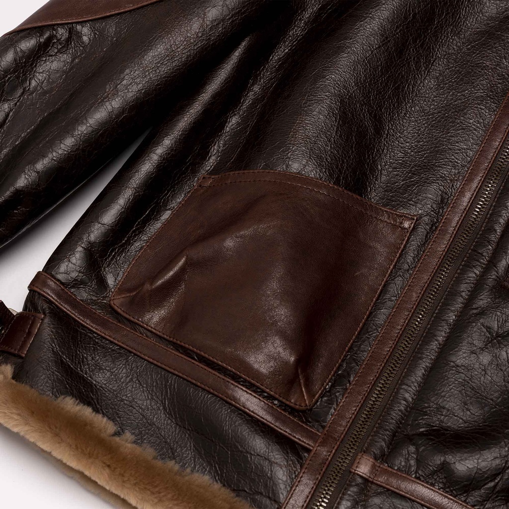 “Aviatore” B-3 Seal Brown Shearling Jacket