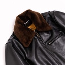 “Varenne” Fur Collar Black Horsehide Leather Jacket