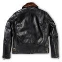 “Varenne” Fur Collar Black Leather Jacket