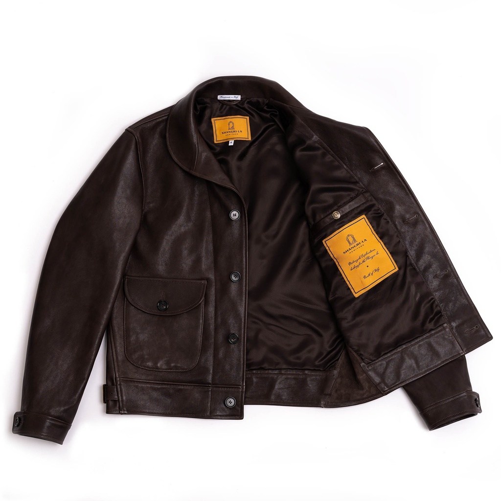“Cossack” Testa di Moro Lambskin Leather Jacket