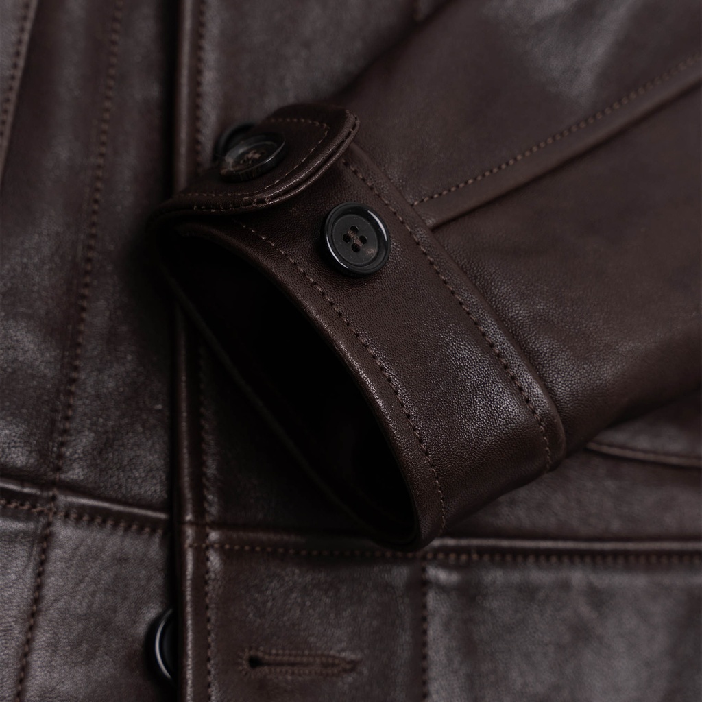 “Cossack” Testa di Moro Lambskin Leather Jacket