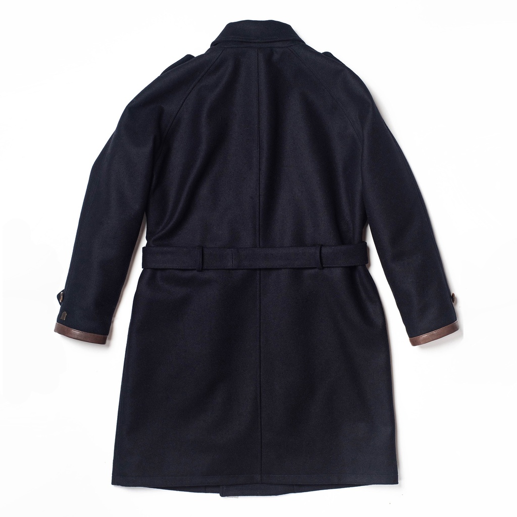 “Stelvio” Navy Blue Melton Wool Dispatch Rider Coat