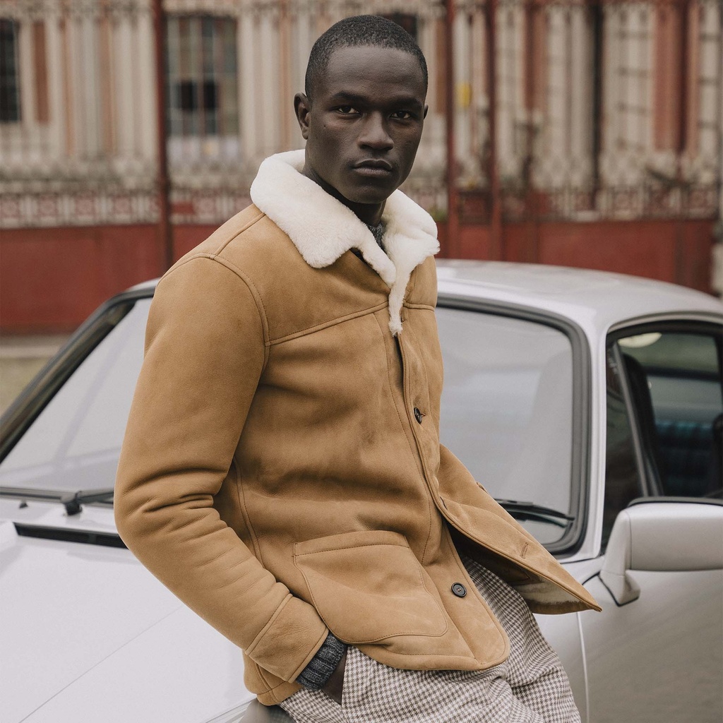 Manteau &quot;Enzo&quot; Sabbia Shearling Car Coat