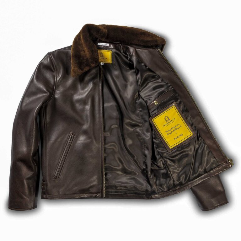 Veste “Varenne” Fur Collar Brown Leather Jacket