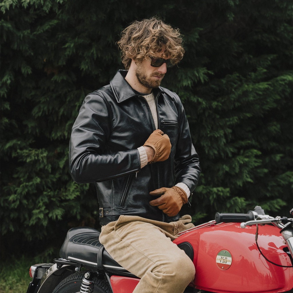 Veste &quot;Varenne&quot; Black Horsehide Leather Jacket