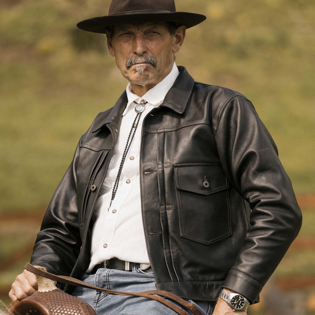 Veste “Type I” Black Tea-Core Horsehide Maryam® Leather Jacket