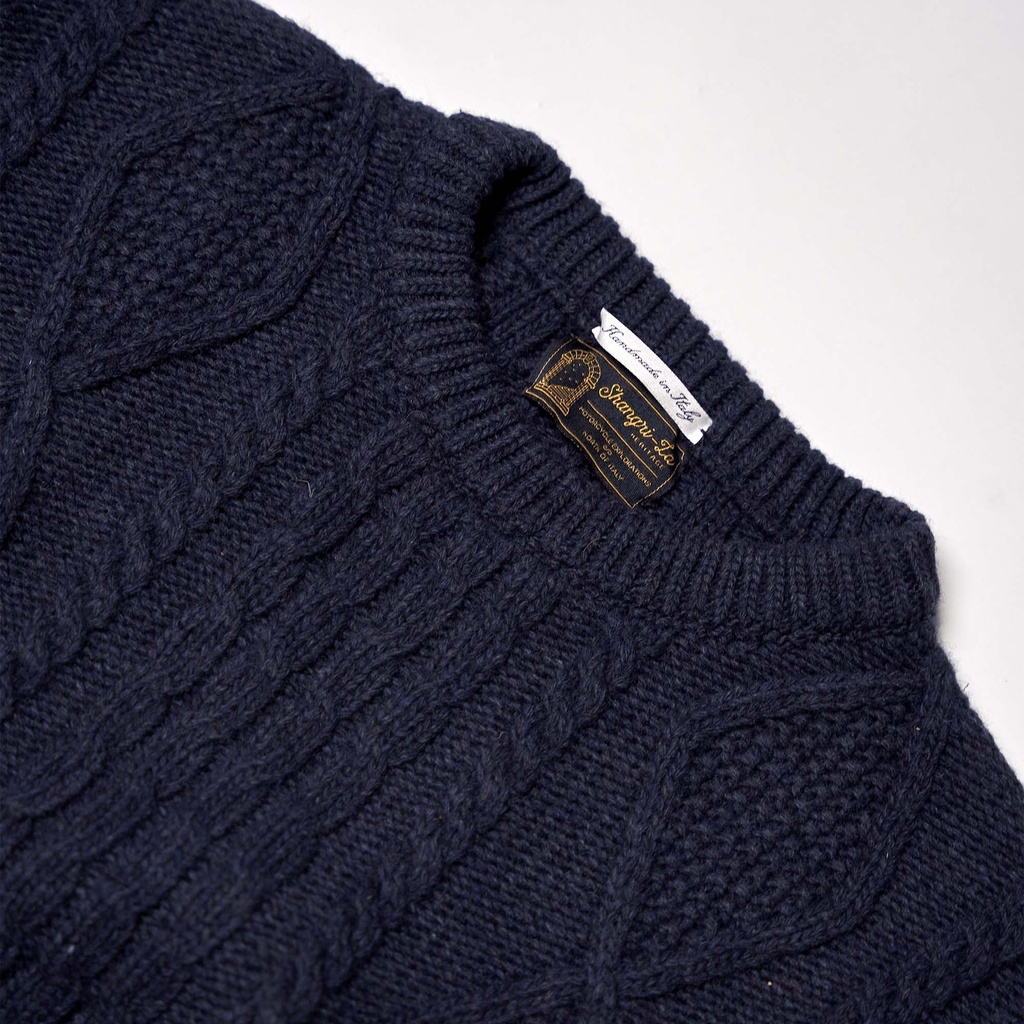 Pull &quot;Steve&quot; Navy Blue Merino Wool Sweater