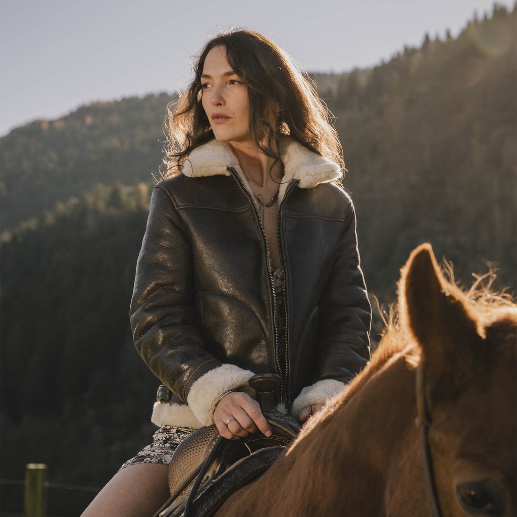 Veste &quot;Aviatore&quot; Women's Testa di Moro Shearling Jacket