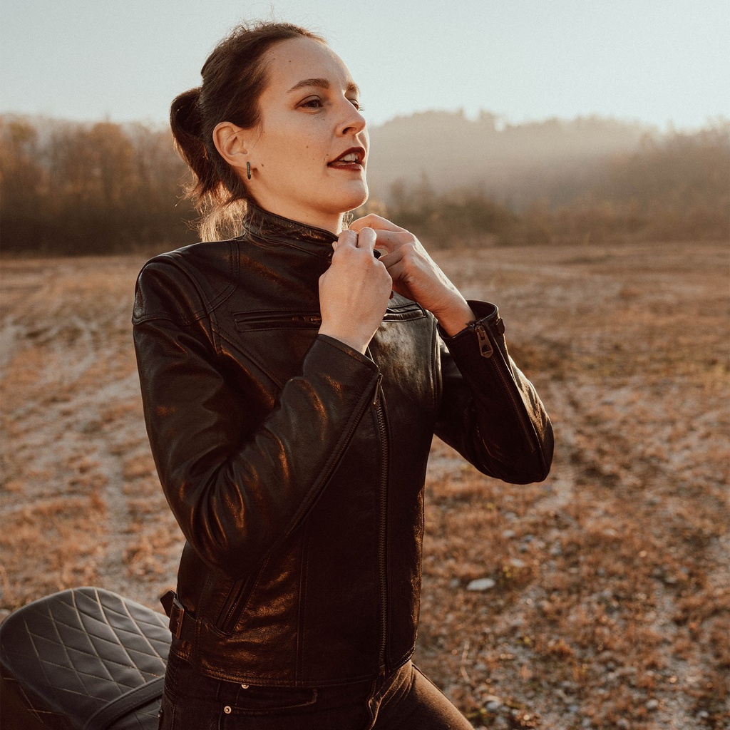 Veste “Café Racer” Women’s Black Leather Jacket
