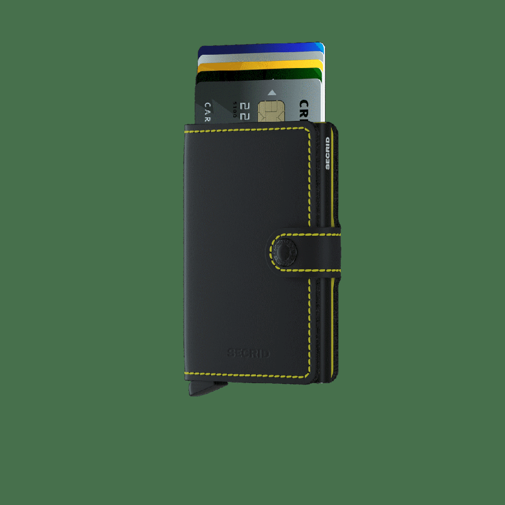 Portecarte Miniwallet Matte Black &amp; Yellow