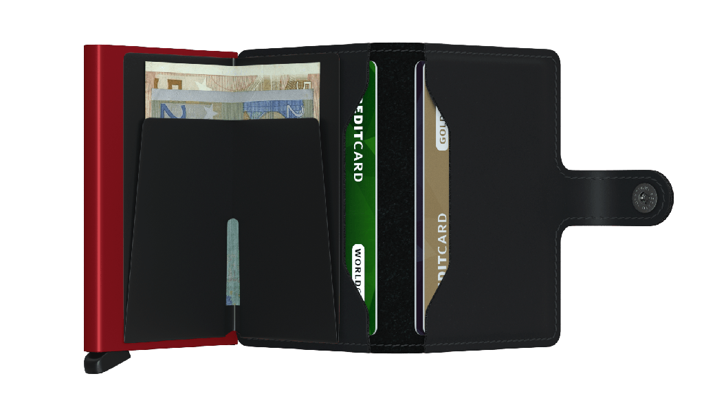 Portecartes Miniwallet Matte Noir et Rouge