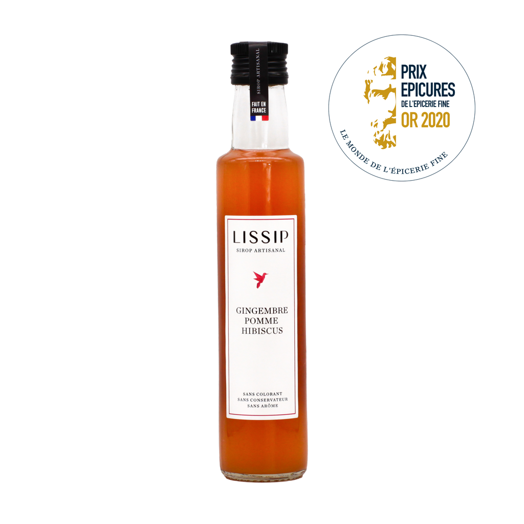 Sirop artisanal Gingembre, Pomme, Hibiscus - 25cl