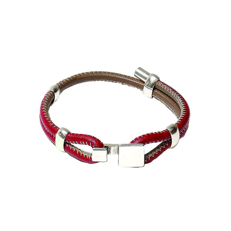 Bracelet cuir et plaqué argent