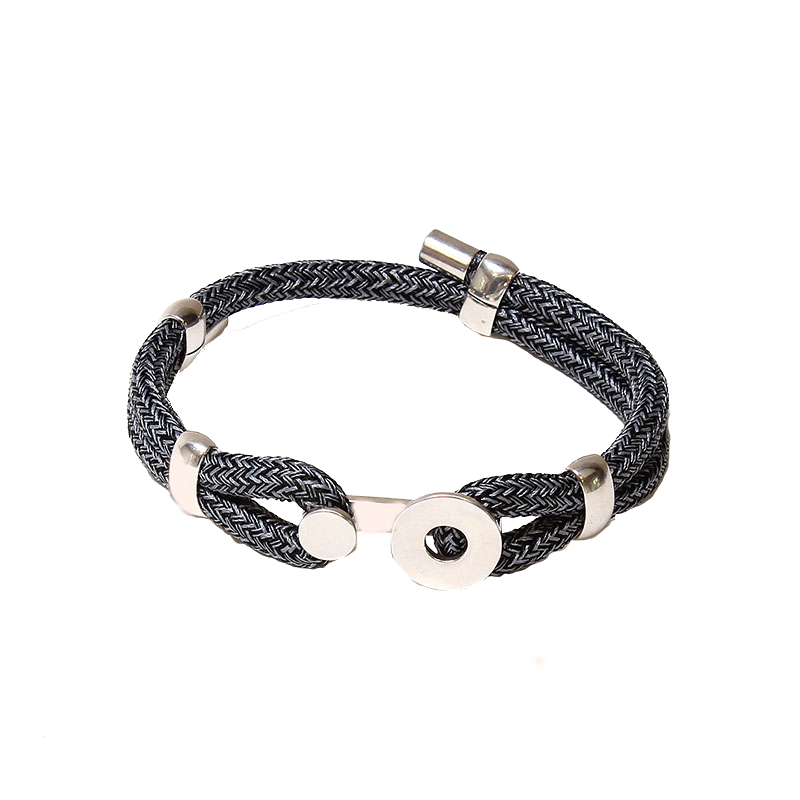 Bracelet chiné noir plaqué argent