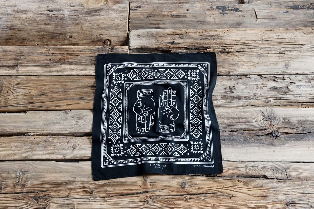 Foulard en Coton&quot; Hand of perception&quot; Noir