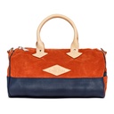 Sac De Voyage 48h Velours Orange Et Cuir Grainé bleu