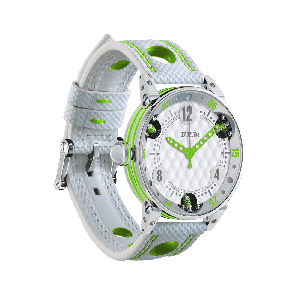 Montre Golf automatique B.R.M blanche et verte