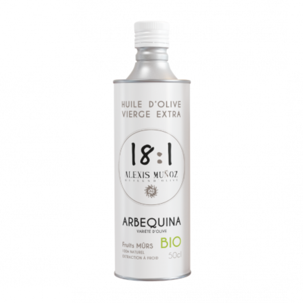 HUILE D'OLIVE ARBEQUINA RÉCOLTE GOURMANDE BIO 18-1 500 ML | ALEXIS MUÑOZ