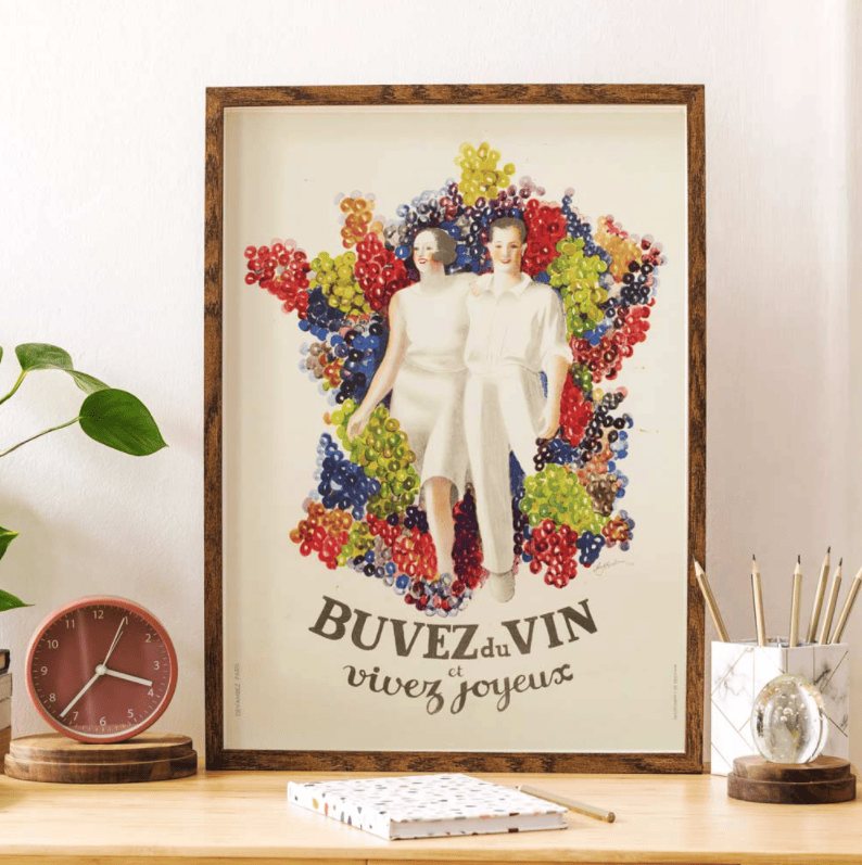 Affiche &quot;Buvez du vin, vivez joyeux&quot;