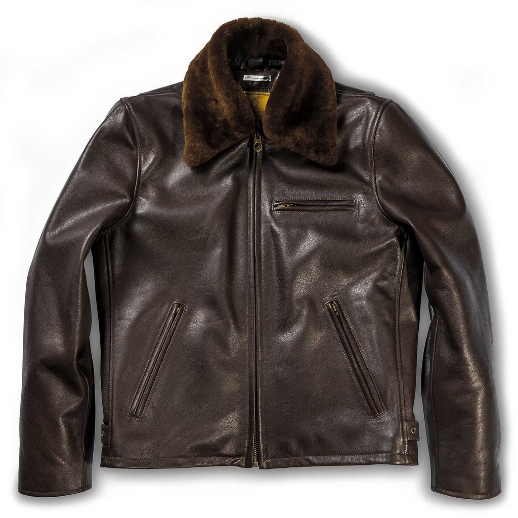 Veste “Varenne” Fur Collar Brown Leather Jacket