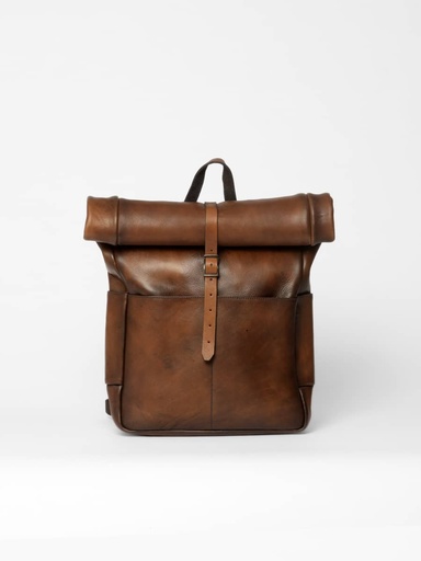 [140-16568] Sac à dos Rolltop en cuir marron