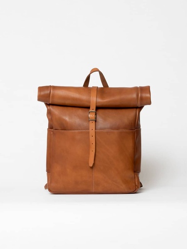 [140-16566] Sac à dos Rolltop en cuir Cognac