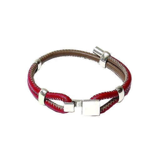 [102-AB1004] Bracelet cuir et plaqué argent