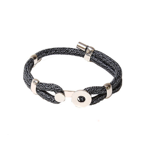 [102-AB1002] Bracelet chiné noir plaqué argent
