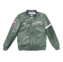 Blouson cuir Miles Green Green/Navy