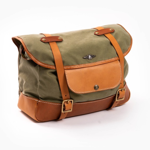 [154-SH1011] Sacoche &quot;Explorator&quot; Army Waxed Canvas Messenger Bag