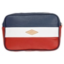 Pochette en cuir grainé bleu marine / blanc / rouge