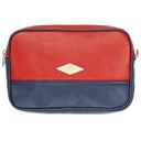 Pochette en Cuir grainé rouge et bleu marine