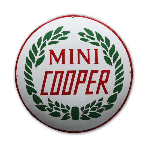 [WC1004] Plaque émaillée Mini Cooper 50cm diam