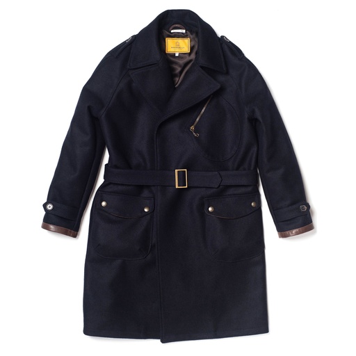 “Stelvio” Navy Blue Melton Wool Dispatch Rider Coat