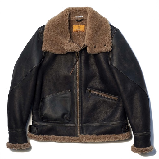[“Aviatore” B-3 Vintage Black Shearling Jacket] Veste &quot;“Aviatore” B-3 Vintage Black Shearling Jacket