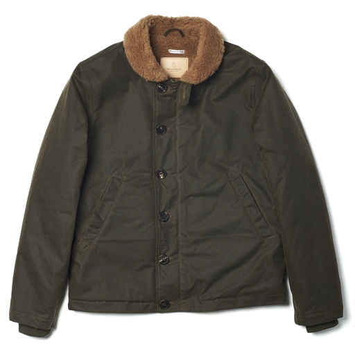 [“Deck” N-1 Army Green Waxed Canvas Jacket] Veste &quot;“Deck” N-1 Army Green Waxed Canvas Jacket