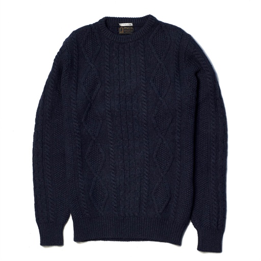 [Steve Navy Blue Merino Wool Sweater] Pull &quot;Steve&quot; Navy Blue Merino Wool Sweater