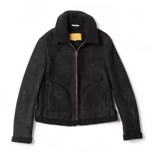 [Aviatore Women's Black Shearling Jacket] Veste &quot;Aviatore&quot; Women's Black Shearling Jacket